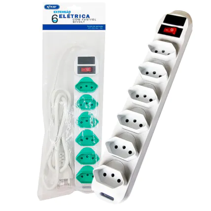 Filtro de Linha Extensão 6 tomadas Bivolt KNUP - SL7636 Fornecedor Atacado Caixa Fechada