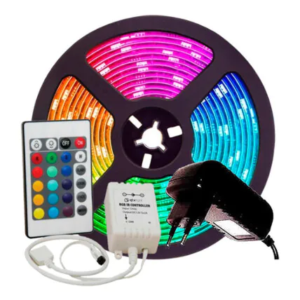 Fita Led 5050 RGB 6 Cores 5 Metros com Fonte de Alimentação Kapbom - KAP-5050RGB Fornecedor Atacado Caixa Fechada