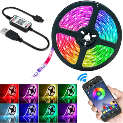 Fita LED Acionamento Bluetooth Com 150 LEDS 5050 RGB Controle APP Com 5 Metros USB e Ritmo Musical Kapbom - KAP-5050P Fornecedor Atacado Caixa Fechada