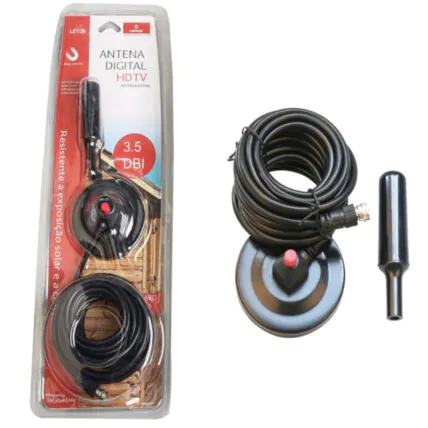 Antena Digital HDTV 3.5 dBi à Prova d'água Cabo de 5 Metros - LEY-29 Fornecedor Atacado Caixa Fechada