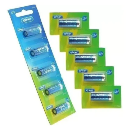 Cartela de Pilhas Bateria Alcalina 12v 23a Fina Cartela Com 5 Unidades Knup - KP-23A Fornecedor Atacado Caixa Fechada