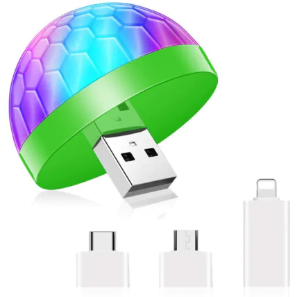 Mini Lâmpada USB RGB Colorida com Adaptador V8 e Type C INOVA - LAN-30087 Fornecedor Atacado Caixa Fechada