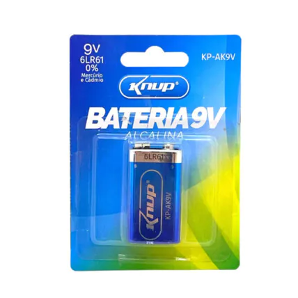 Bateria Alcalina 9V KNUP - KP-AK9V Fornecedor Atacado Caixa Fechada