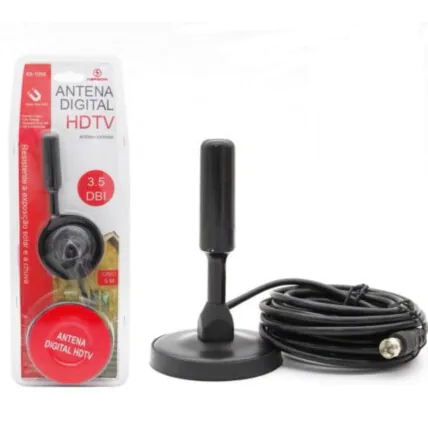Antena Digital HDTV 3.5 dBi Cabo de 5 Metros - KA-1098 Fornecedor Atacado Caixa Fechada