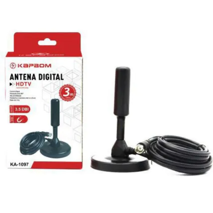 Antena Digital HDTV 3.5 dBi Cabo de 3 Metros - KA-1097 Fornecedor Atacado Caixa Fechada