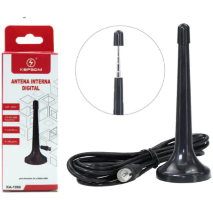 Antena Interna Digital UHF HDTV com Cabo de 3 Metros KAPBOM - KA-1096 Fornecedor Atacado Caixa Fechada