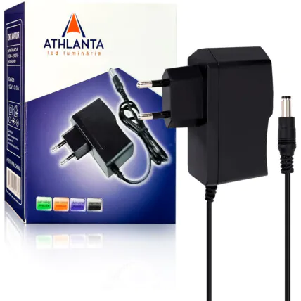 Fonte de Alimentação 12V 2A Bivolt para Fita de Led e CFTV - ATH 12V2A Fornecedor Atacado Caixa Fechada
