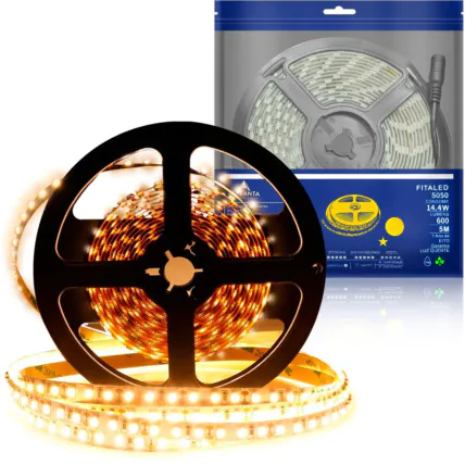 Fita de Led 5050 Branco Quente 60 Leds 5 Metros - 5050-BQ*S Fornecedor Atacado Caixa Fechada
