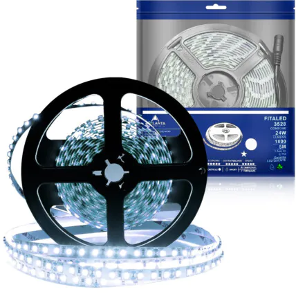 Fita de LED 5 Metros Branco Frio 3528 240 LEDS - 3528-5M Fornecedor Atacado Caixa Fechada