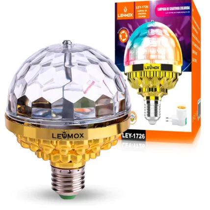 Lâmpada de Led Colorida Giratória para Festas Bivolt Lehmox - LEY-1726 Fornecedor Atacado Caixa Fechada
