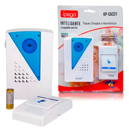 Campainha Sem Fio Com 32 Toques e Alcance de 100M KNUP - KP-CA323 Fornecedor Atacado Caixa Fechada