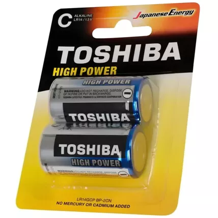 Pilha Alcalina Media Toshiba C 1,5v 2 Unidades Fornecedor Atacado Caixa Fechada