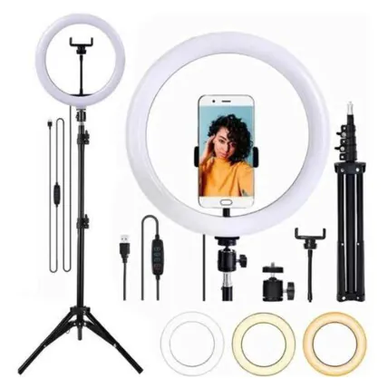 Ring Light 12 Polegadas + Tripé 2.10 Metros Led 3 cores Usb - LEY-272 Fornecedor Atacado Caixa Fechada