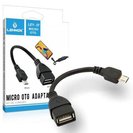 Adaptador OTG Micro Para V8 Celular Lehmox - LEY-37 Fornecedor Atacado Caixa Fechada