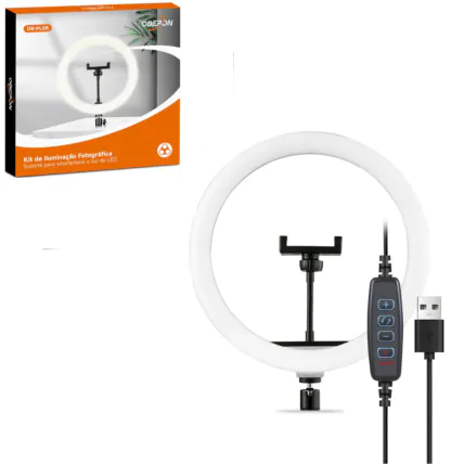 Ring Light Profissional p/ Celular 20cm 8" Led OBERON - OR-PL08 Fornecedor Atacado Caixa Fechada
