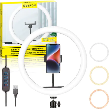 Ring Light Profissional para Celular com Suporte 12 Polegadas KNUP - OR-PL300 Fornecedor Atacado Caixa Fechada