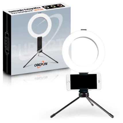 Ring Light Profissional para Celular 14cm Led 7.4W OBERON - OR-PL06 Fornecedor Atacado Caixa Fechada