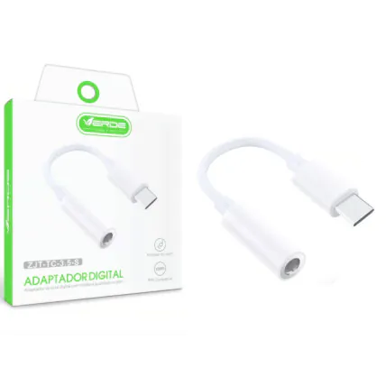 Cabo Adaptador Type-C para P2 3.5mm Fêmea Verde - ZJT-TC-3.5-S Fornecedor Atacado Caixa Fechada