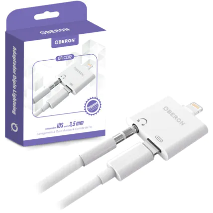 Adaptador Lightning P2 Fone e Carregador 2 em 1 OBERON - OR-CC02 Fornecedor Atacado Caixa Fechada