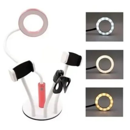 Suporte para Celular com Iluminador Ring Light USB Led 4 em 1 Tomate - MLG-073 Fornecedor Atacado Caixa Fechada