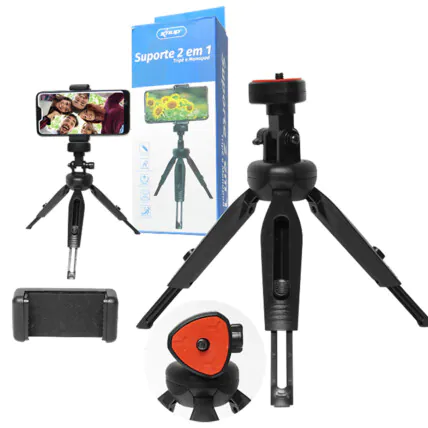 Suporte 2 Em 1 Tripé Universal de Mesa para Celular - KP-SP204 Fornecedor Atacado Caixa Fechada