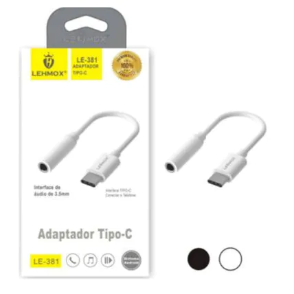 Adaptador Tipo C para P2 3.5mm Lehmox - LE-381 Fornecedor Atacado Caixa Fechada