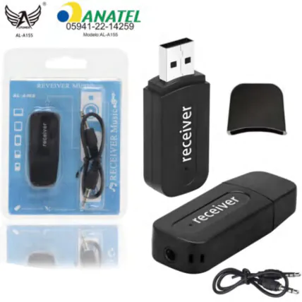 Adaptador Bluetooth Receptor de Áudio Usb com Conexão P2 - AL-A155 Fornecedor Atacado Caixa Fechada