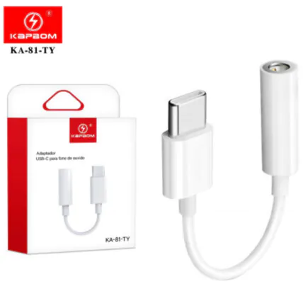 Adaptador Conversor Type C P2 para Fones de Ouvido Kapbom - KA-81-TY Fornecedor Atacado Caixa Fechada