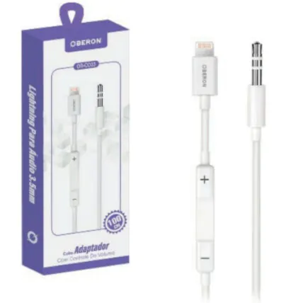 Cabo Lightning P2 Adaptador com Controle de Volume para Iphone - OR-CC03 Fornecedor Atacado Caixa Fechada