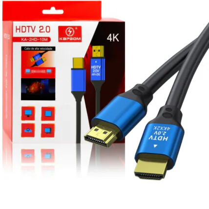 Cabo HDMI 2.0 10 Metros 4K KAPBOM- KA-2HD-10M Fornecedor Atacado Caixa Fechada