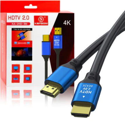 Cabo HDMI 3 Metros 4K 2.0 KAPBOM - KA-2HD-3M Fornecedor Atacado Caixa Fechada