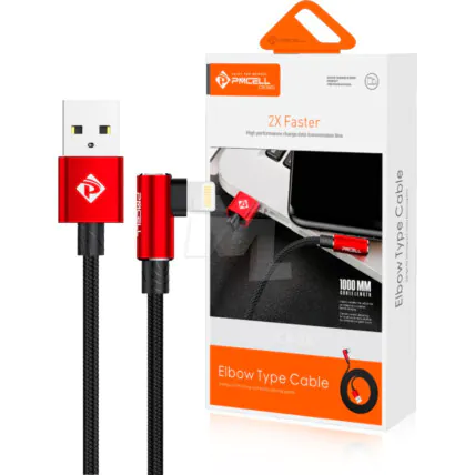 Cabo Lightining para IOS 90° Nylon Trançado 1 Metro PMCELL - CB-26 LIGHT Fornecedor Atacado Caixa Fechada