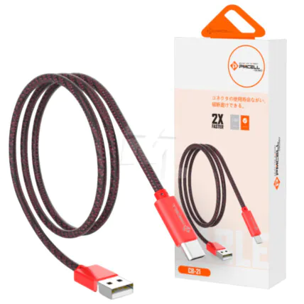 Cabo Usb Type-C para Celular Cromo 899 Trançado 1 Metro PMCELL - CB-21 TYPE Fornecedor Atacado Caixa Fechada