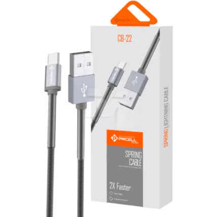 Cabo Type-C para Celular Cromo 897 Trançado 1 metro PMCELL - CB-22 TYPE Fornecedor Atacado Caixa Fechada