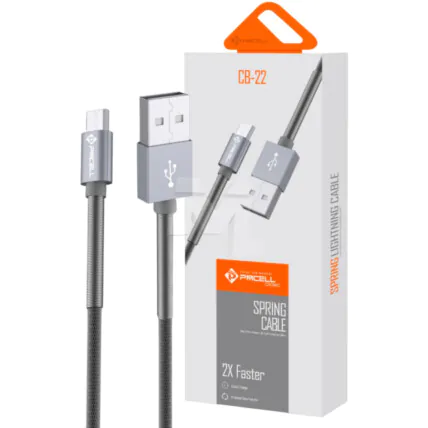 Cabo V8 para Celular Cromo 897 Trançado 1 metro PMCELL - CB-22 MICRO Fornecedor Atacado Caixa Fechada