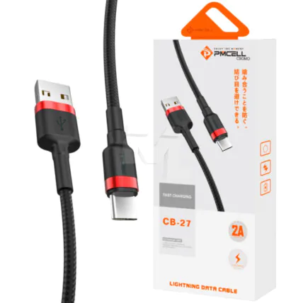 Cabo Type-C para Celular Trançado com 1 Metro PMCELL - CB-27 TYPE Fornecedor Atacado Caixa Fechada
