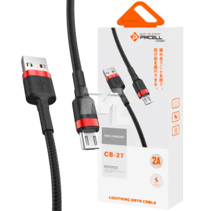 Cabo V8 para Celular Trançado com 1 Metro PMCELL - CB-27 MICRO Fornecedor Atacado Caixa Fechada