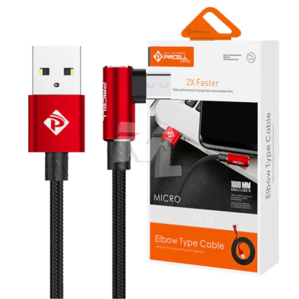 Cabo V8 para Celular 90° Nylon Trançado 1 Metro PMCELL - CB-26 MICRO Fornecedor Atacado Caixa Fechada