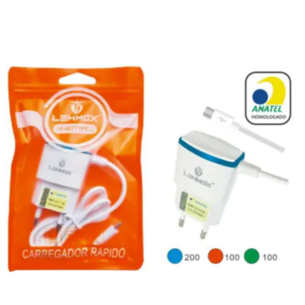 Carregador Universal 3.1A com Cabo TYpe-C LEHMOX - LE-507 TYPE-C Fornecedor Atacado Caixa Fechada
