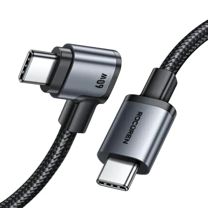 Cabo Tipo C Turbo 60W 90 graus Rocoren Kaijia Series 1M - RCXCTT-KJ0G Fornecedor Atacado Caixa Fechada