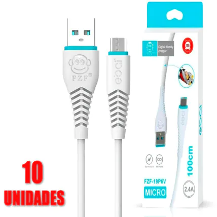 Cabo Carregador V8 Micro USB 2.4a 1 Metro EBAI- FZF-19P6V Fornecedor Atacado Caixa Fechada