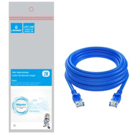 Cabo de Rede RJ45 Alta Velocidade com 2 Metros Lehmox - LEY-248 Fornecedor Atacado Caixa Fechada