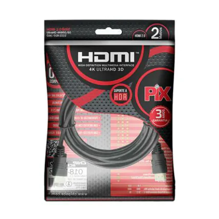 Cabo Hdmi Gold 2.0 4k Hdr 19p 2 metros Chipsce - 018-2222 Fornecedor Atacado Caixa Fechada
