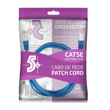 Cabo de Rede RJ45 CAT5e FTP 2 Metros Azul Chipsce - 018-1074 Fornecedor Atacado Caixa Fechada