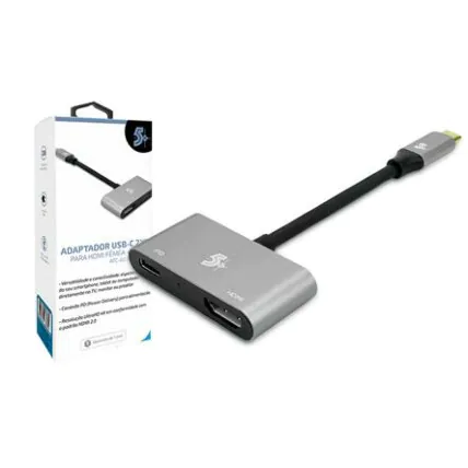 Adaptador Usb C para Hdmi 4k x 2k 60hz + Usb C/F Pd - 018-7454 Fornecedor Atacado Caixa Fechada