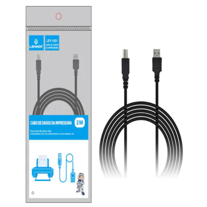 Cabo para Impressora USB com 2 Metros Lehmox - LEY-1551 Fornecedor Atacado Caixa Fechada