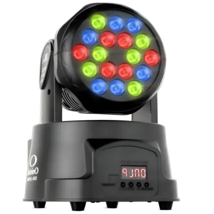 Canhão Moving Head 80w 18 Leds Strobo Rgb DMX C/ Controle Fornecedor Atacado Caixa Fechada