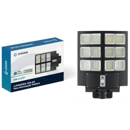 Luminaria Solar Para iluminaçâo Publica Prova Da Agua 600w Estrutura Preto Fornecedor Atacado Caixa Fechada