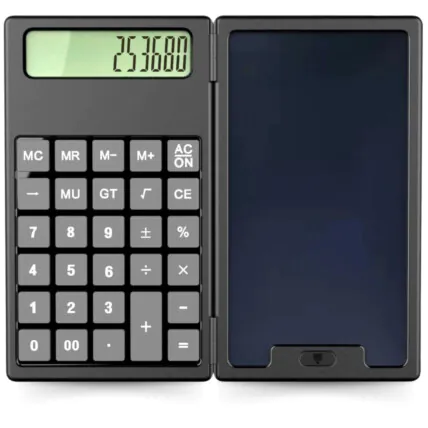 Calculadora Digital Dobrável com Bloco de Notas LCD 12 Dígitos Luatek - KL-1603 Fornecedor Atacado Caixa Fechada