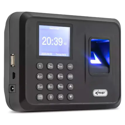 Relogio de Ponto Biométrico Eletrônico Display LCD 2,4" KNUP - KP-1028 Fornecedor Atacado Caixa Fechada